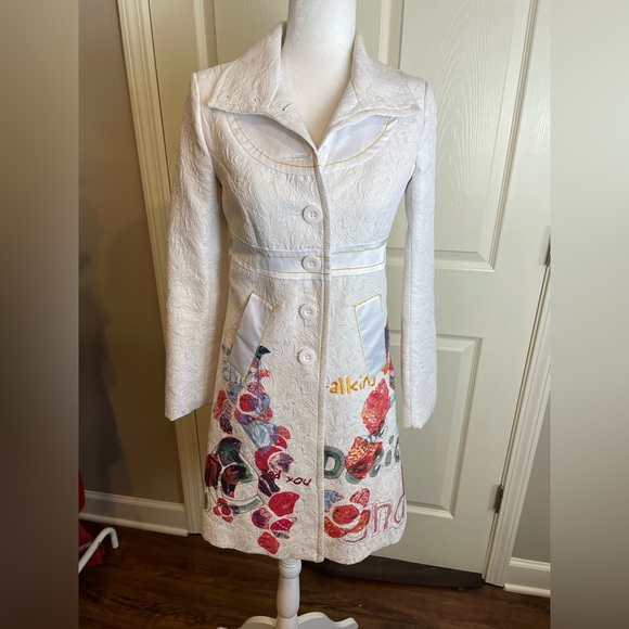 Desigual Jackets & Blazers - Desigual Embroidered trench coat with Colorful Graphic Design small